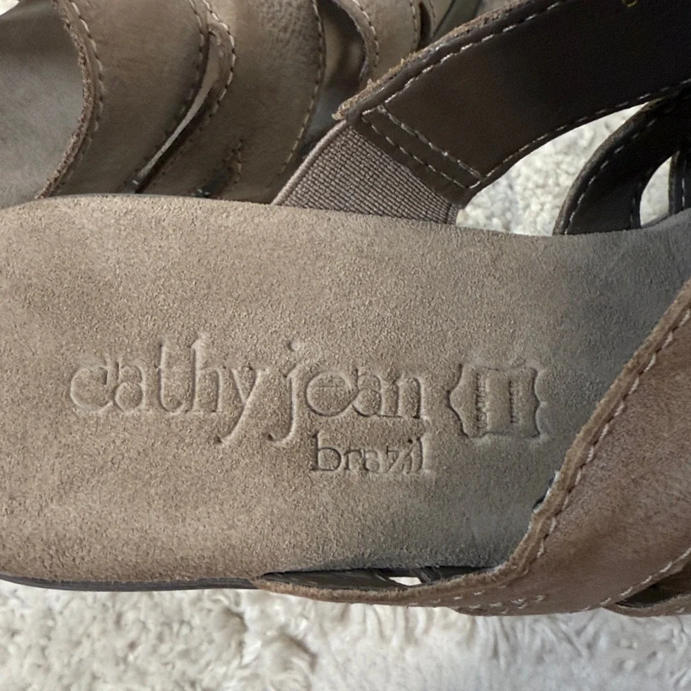 CATHY JEAN Brazil Leather Stylish Brown Wedge Sandals